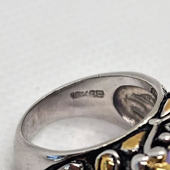 18K GE Silver, Gold, & Purple Crystal Ring (4.5) - Picture 8 of 9